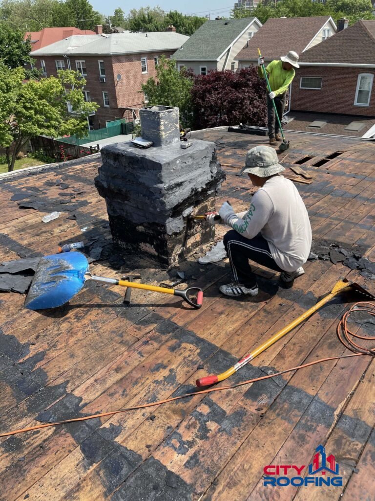 Damage Flat Roof Replacement - City Roofing Company NYC